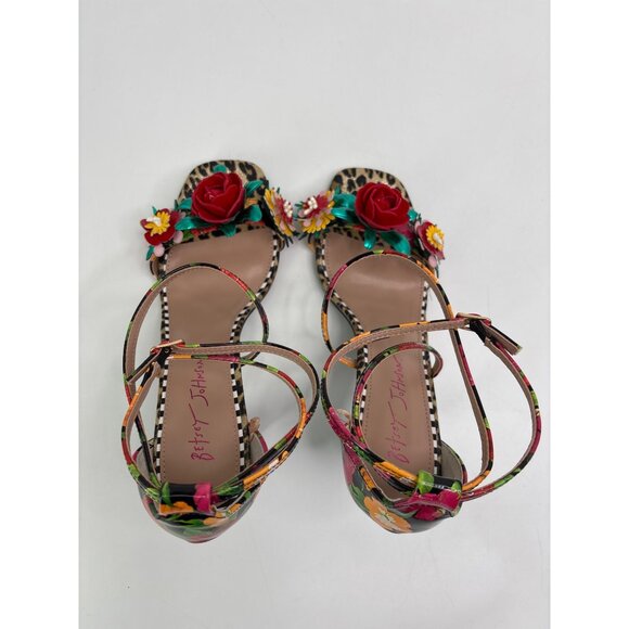 Betsey Johnson Erikk Floral Animal Print Strappy Heel Sandals Size 8.5 NWOB - Picture 4 of 6